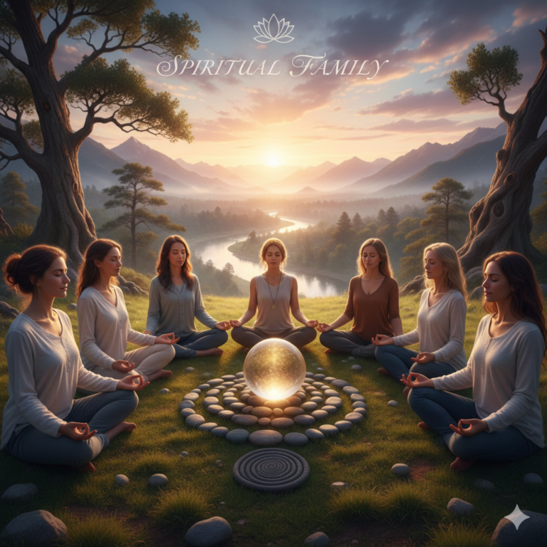 eine Gruppe von FRauen sitzt in Meditationshaltung im Wald